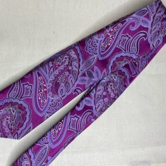 Geoffrey Beene Purple Paisley Mens Tie Prince Retro Vibe Classic Colorful Sexy - Picture 5 of 5